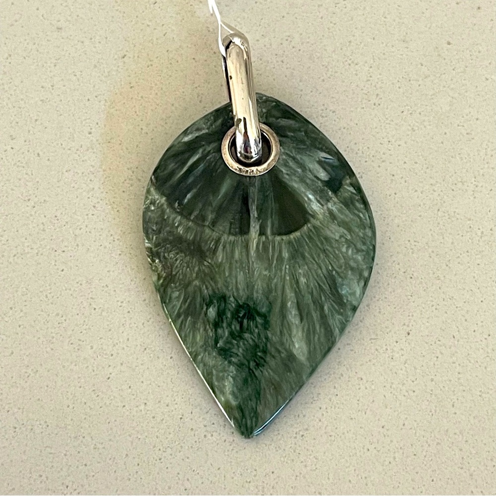 Unisex One of A Kind Seraphinite Stone Pendant